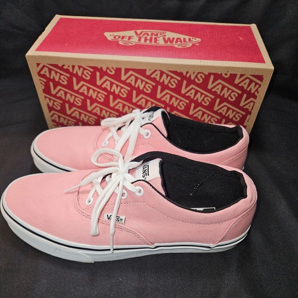 Vans Lace Women's 9.5 Pink Canvas Sneakers Black Interior NWB Casual Shoes